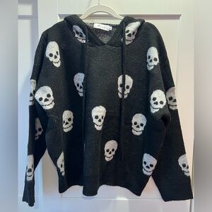 NWOT Miracle Black and Gray Knit skull Sweater